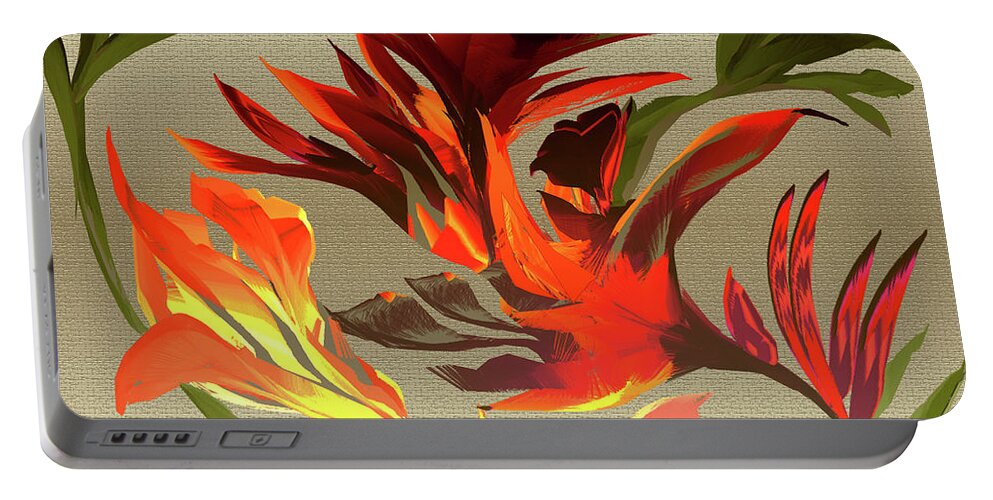 Flowers Portable Battery Charger featuring the digital art Blossoms Arcadian by Asok Mukhopadhyay