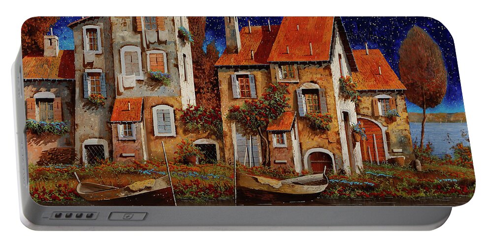 Blue Night Portable Battery Charger featuring the painting Blu Notte by Guido Borelli
