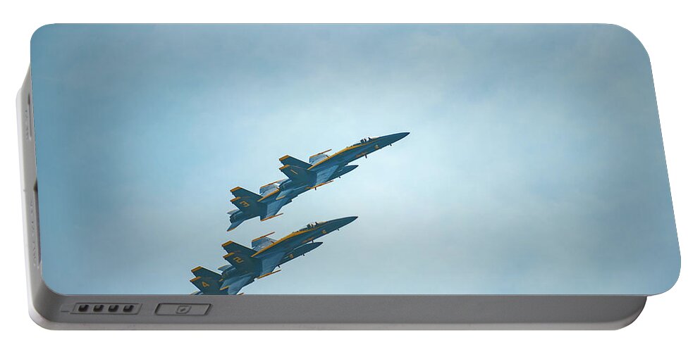 Blue Angels Portable Battery Charger featuring the photograph Blue Angels Above Annapolis by Mark Duehmig