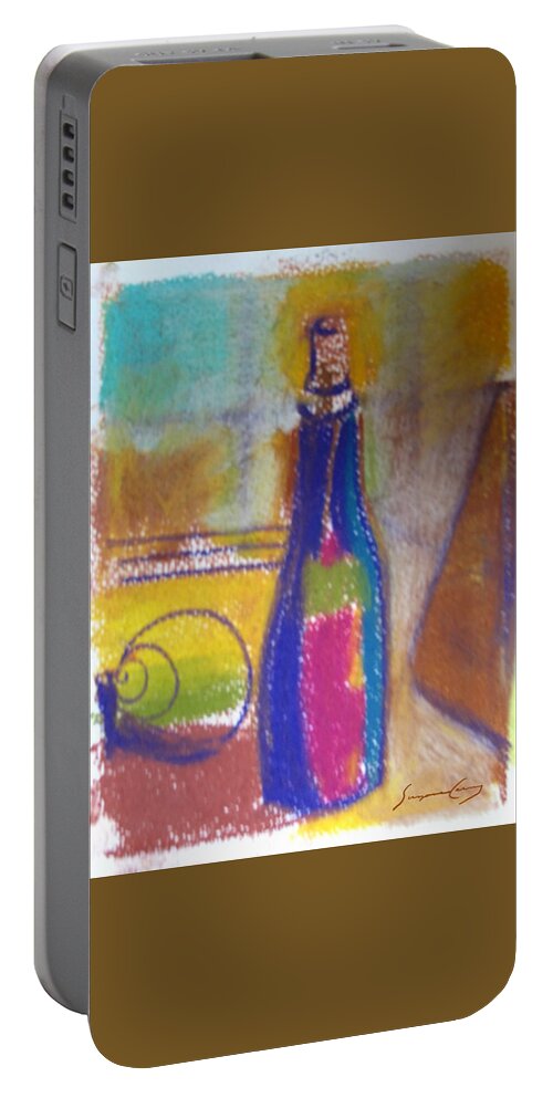 Skech Portable Battery Charger featuring the painting Blue Bottle by Suzanne Giuriati Cerny