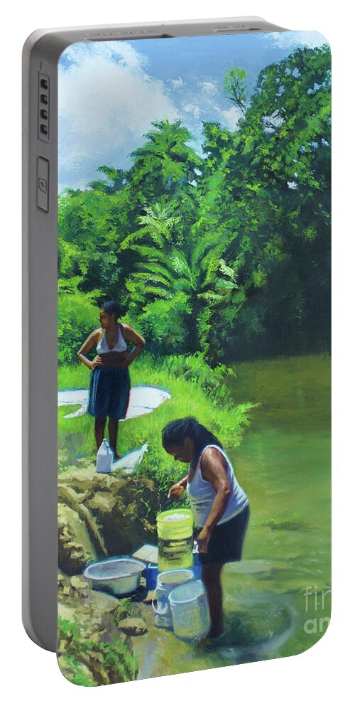 Art Portable Battery Charger featuring the painting Blue Day, 2016 by Colin Bootman