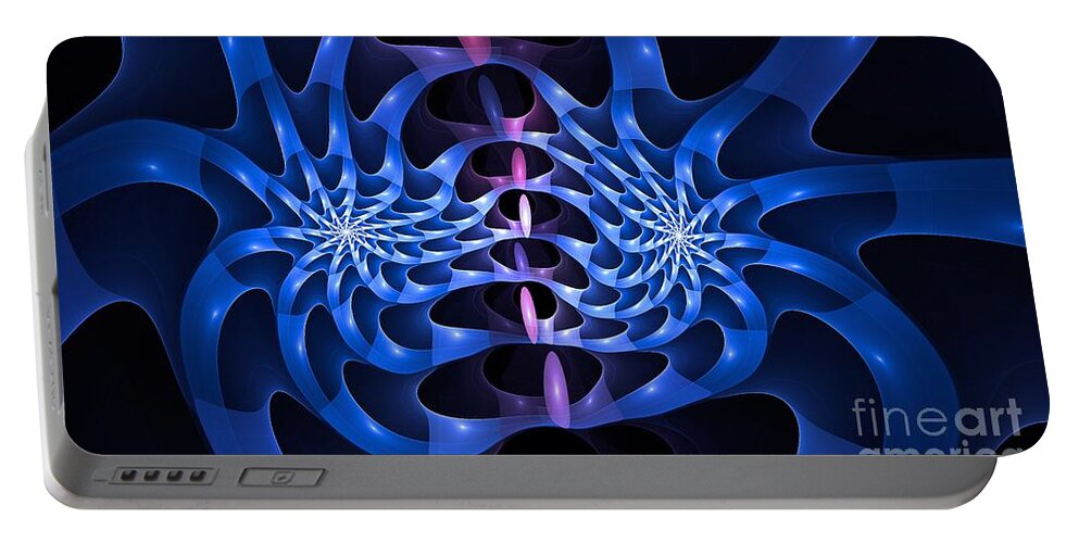 Dual Spirals Portable Battery Charger featuring the digital art Blue Exchange by Doug Morgan