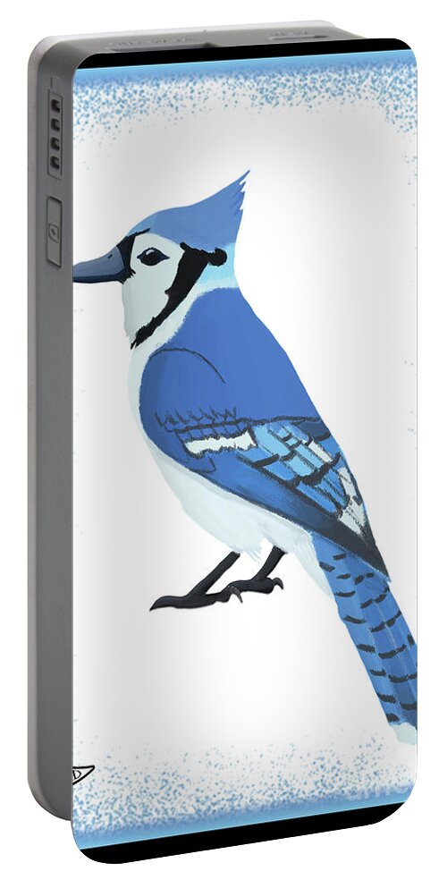 Bluejay Portable Battery Charger featuring the digital art Blue Jay by College Mascot Designs