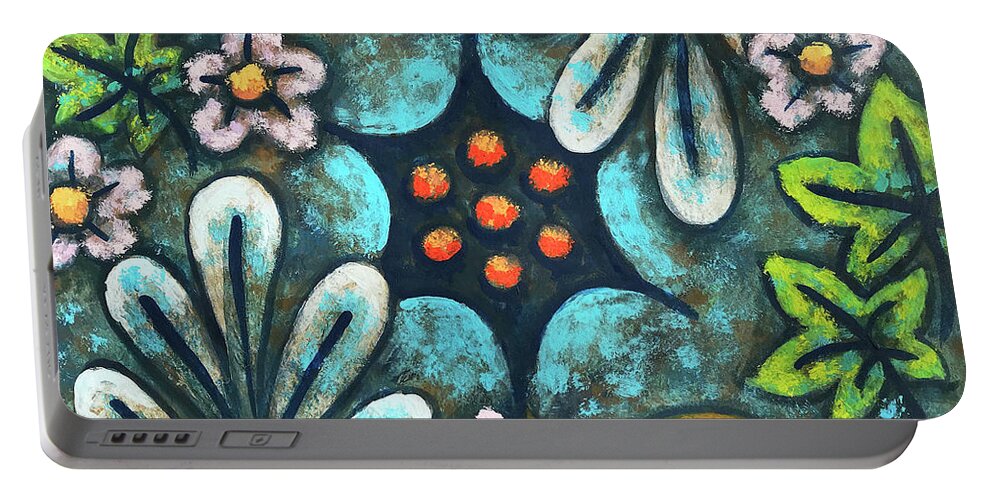 Flower Portable Battery Charger featuring the painting Blue Mood 2 by Amy E Fraser