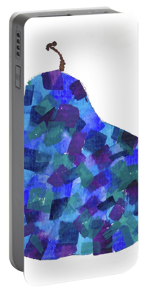 Pear Portable Battery Charger featuring the painting Blue Pear by Marty Klar