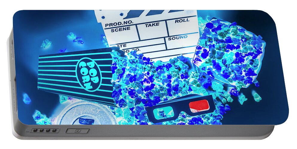 Popcorn Portable Battery Charger featuring the photograph Blue screen entertainment by Jorgo Photography