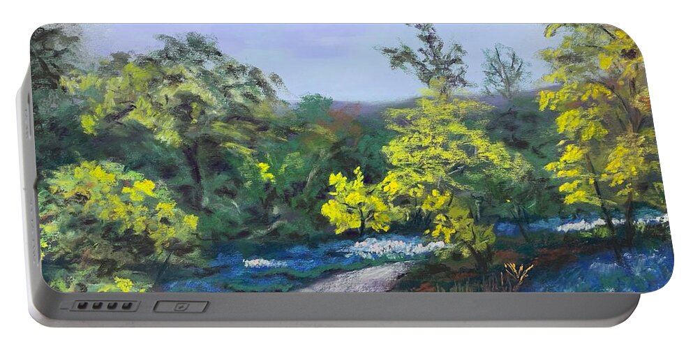 Bluebonnets Portable Battery Charger featuring the painting Bluebonnet Drive by Jan Chesler