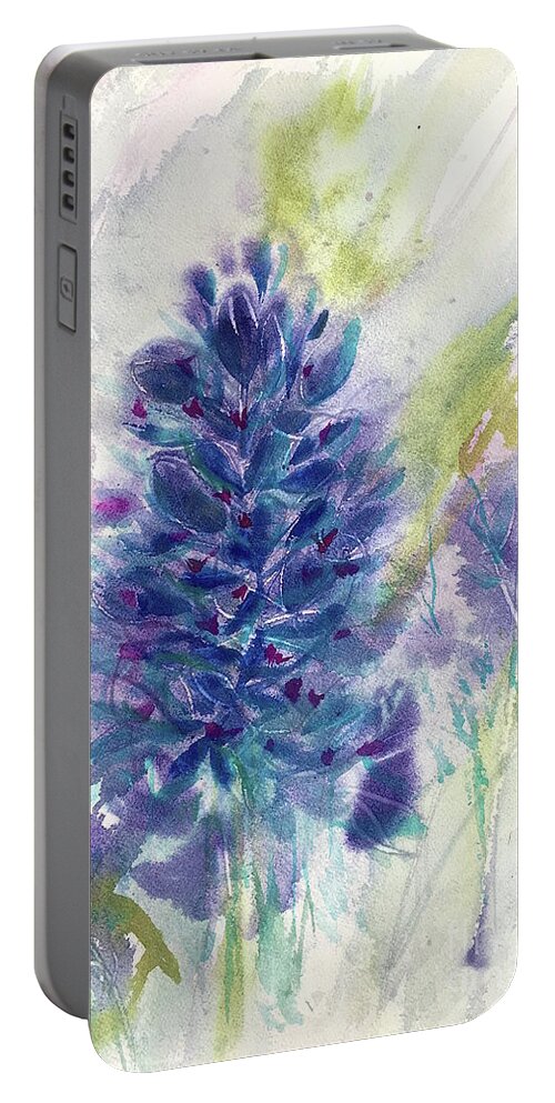Texas Landscape Portable Battery Charger featuring the painting Bluesy Do by Francelle Theriot