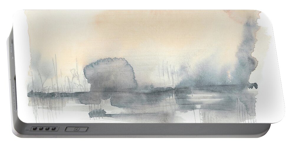 Abstract Portable Battery Charger featuring the painting Blush Haze I by Jennifer Goldberger