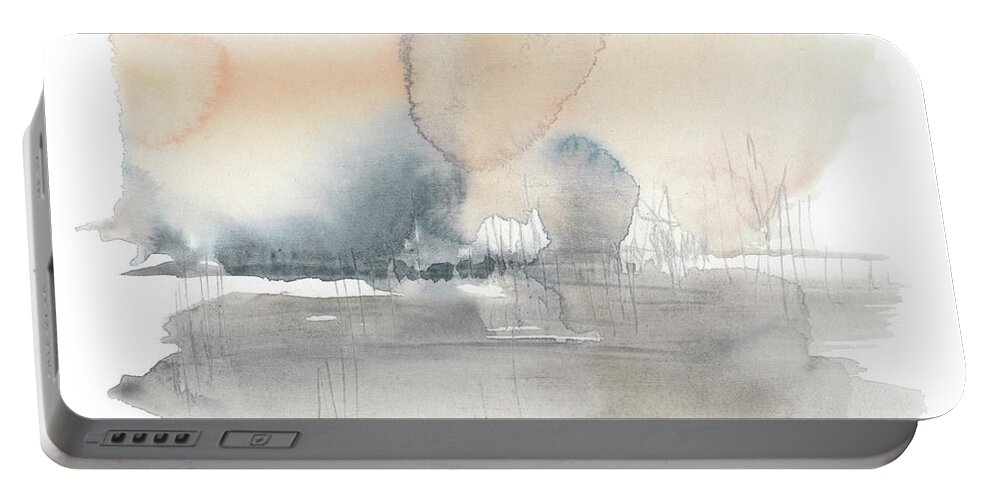Abstract Portable Battery Charger featuring the painting Blush Haze II by Jennifer Goldberger
