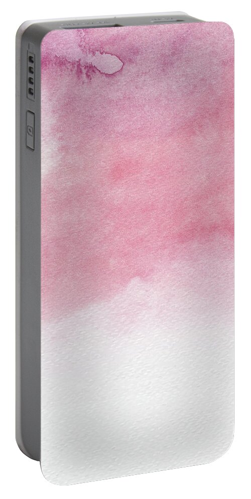 Landscape Portable Battery Charger featuring the painting Blush Pink Abstract Watercolor II by Naxart Studio