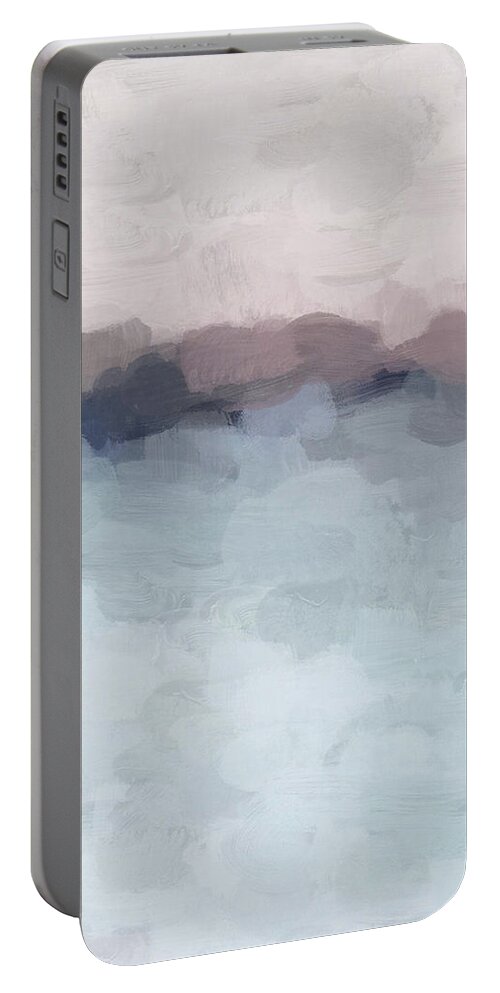 Blush Pink Portable Battery Charger featuring the painting Blushing Seas by Rachel Elise