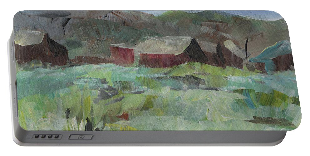 Ghost Town Portable Battery Charger featuring the painting Bodie by Susan Moore
