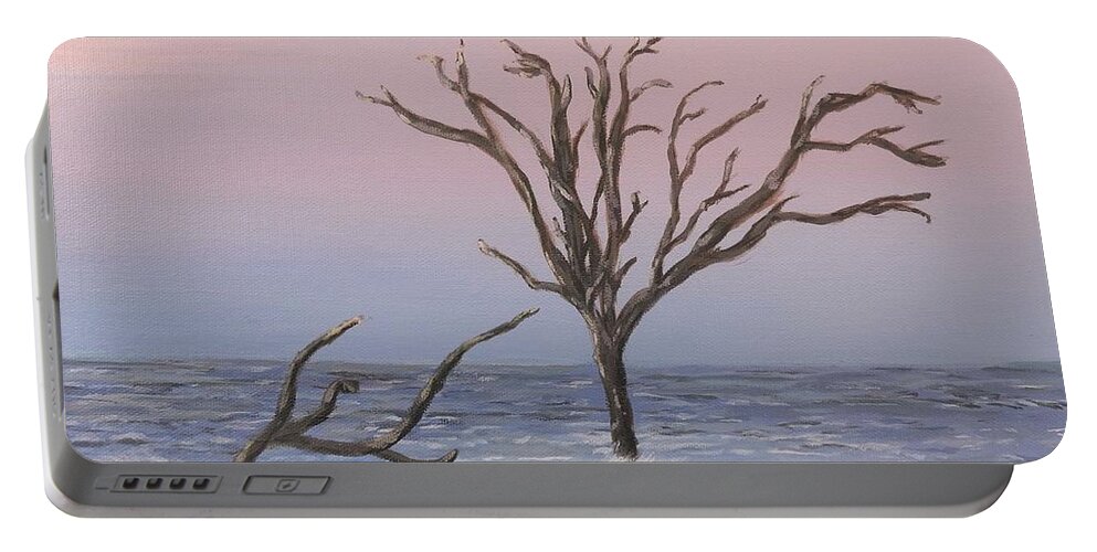 Beach Portable Battery Charger featuring the painting Boneyard Beach Sunrise by Deborah Smith