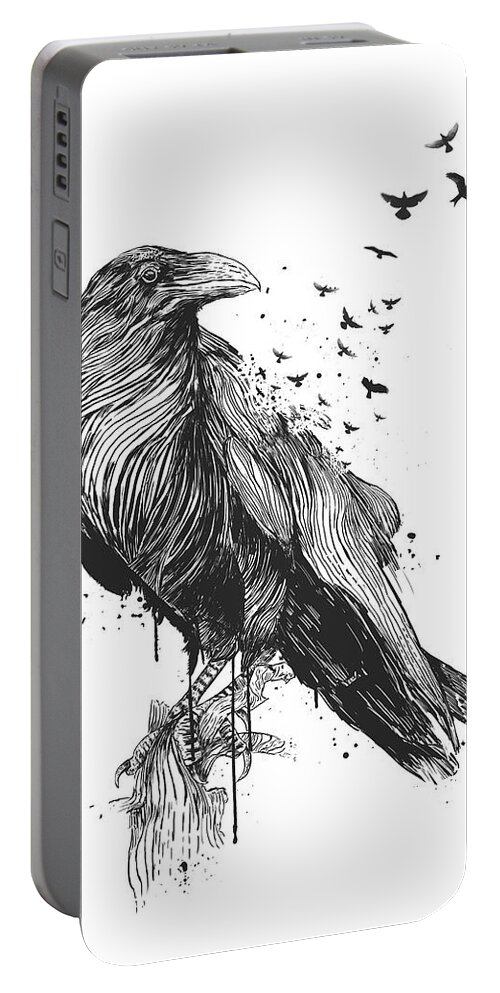 Bird Portable Battery Charger featuring the drawing Born to be free by Balazs Solti