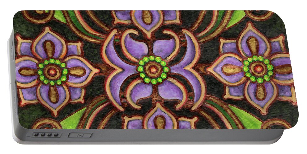 Ornamental Portable Battery Charger featuring the painting Botanical Mandala 6 by Amy E Fraser