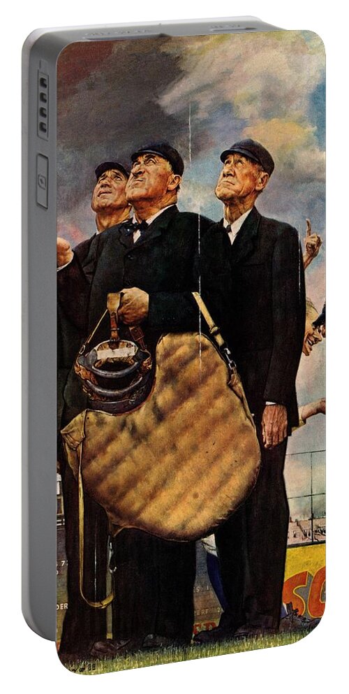 Sport Portable Battery Charger featuring the painting Bottom Of The Sixth by Norman Rockwell