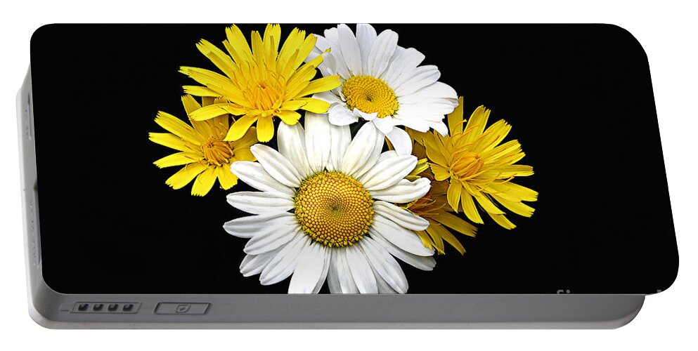 Close Up Portable Battery Charger featuring the photograph bouquet Ox-eye Daisy and Seaside Dandelion by Robert C Paulson Jr