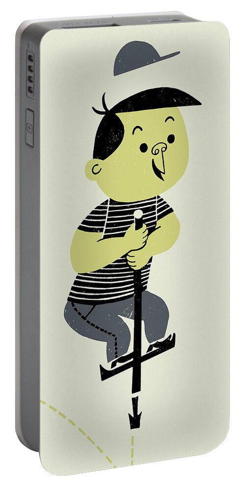 Boy on a Pogo Stick Portable Battery Charger by Images - Pixels
