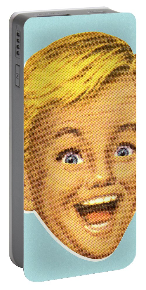 Amazing Portable Battery Charger featuring the drawing Boy with Excited Expression by CSA Images
