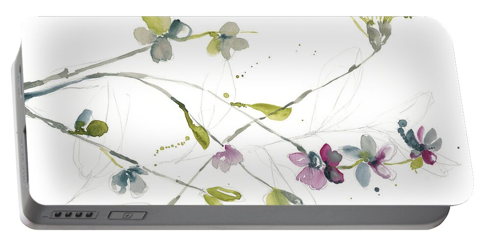 Botanical Portable Battery Charger featuring the painting Branches & Blossoms I by Jennifer Goldberger