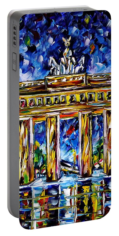 Impressionism Portable Battery Charger featuring the painting Brandenburg Gate by Mirek Kuzniar