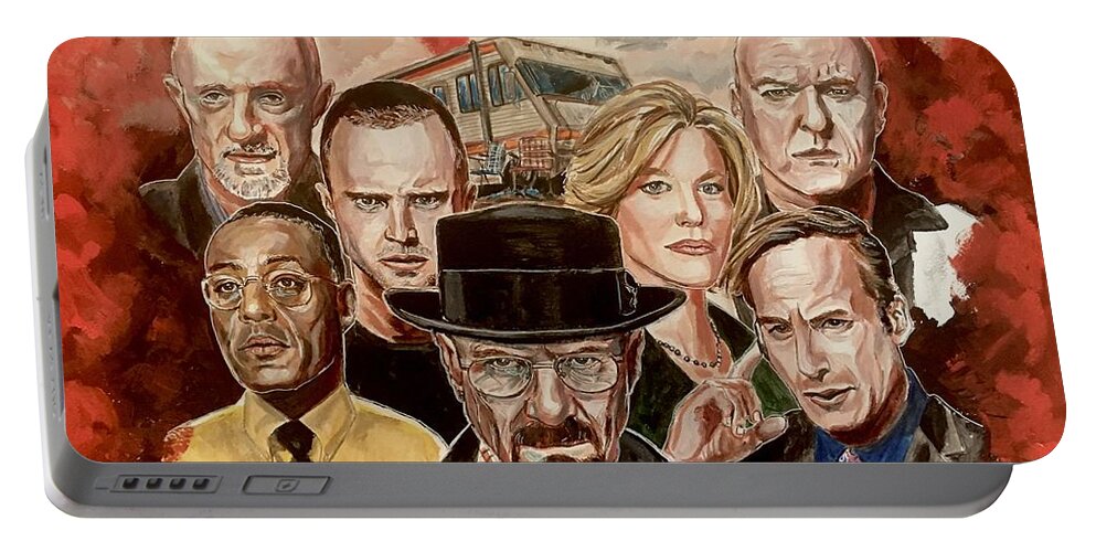 Breaking Bad Portable Battery Charger featuring the painting Breaking Bad Family Portrait by Joel Tesch