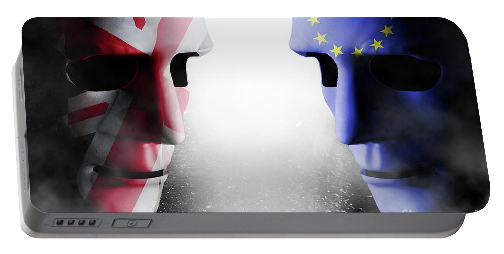 Brexit Portable Battery Charger featuring the photograph Brexit head to head faces UK and EU by Simon Bratt