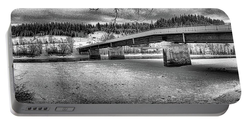 River Portable Battery Charger featuring the photograph Bridge Over Frozen Waters by Vivian Martin