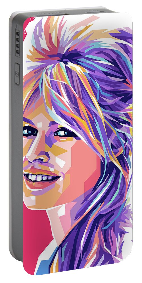 Brigitte Portable Battery Charger featuring the digital art Brigitte Bardot pop art by Stars on Art