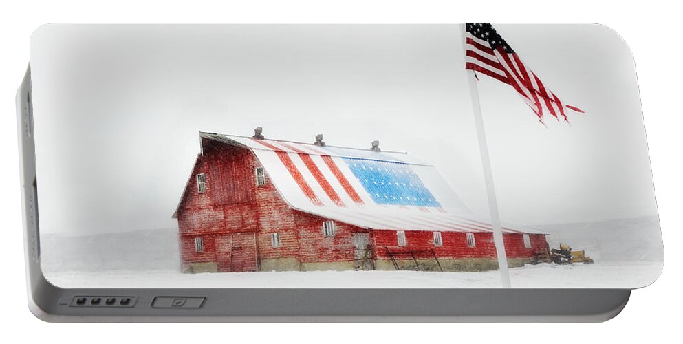 Barn Addict Portable Battery Charger featuring the photograph Brisk American Morning by Julie Hamilton