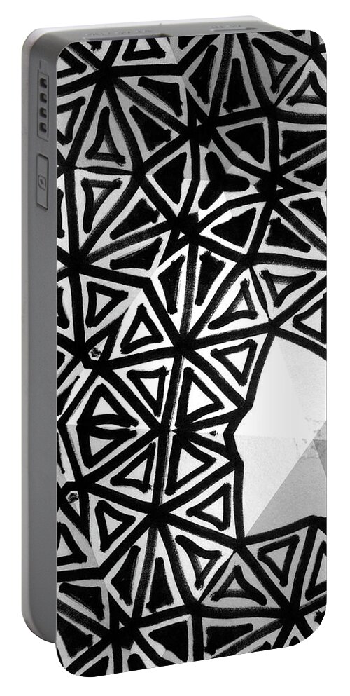 Abstract Portable Battery Charger featuring the painting Buckminster I by Ren?e W. Stramel