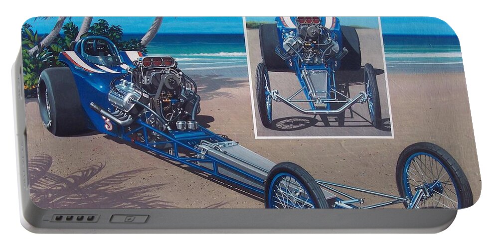  Portable Battery Charger featuring the painting Bucky's Modified Roadster by Kenny Youngblood