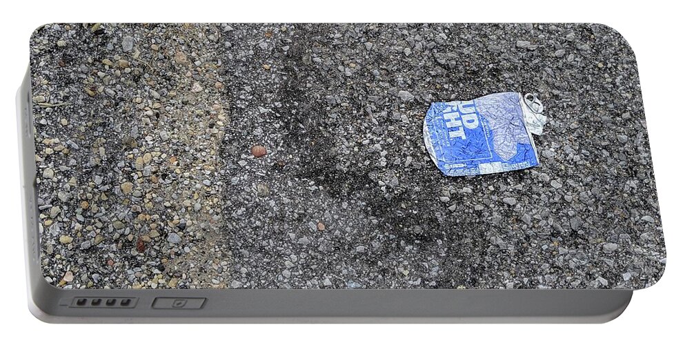 Budlitter Portable Battery Charger featuring the photograph #BudLitter and Two Types of Asphalt Aggregate by Jeremy Butler