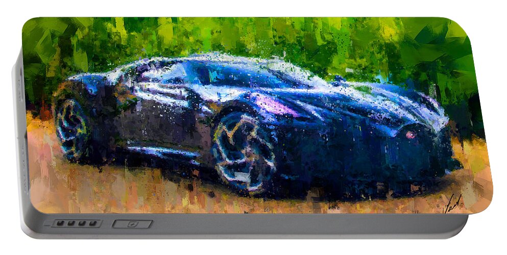 Impressionism Portable Battery Charger featuring the painting Bugatti La Voiture Noire by Vart Studio