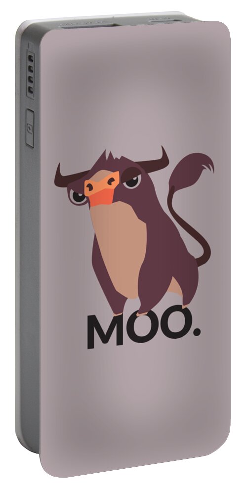 Bull Portable Battery Charger featuring the digital art Bull Illustration - Moo by Matthias Hauser