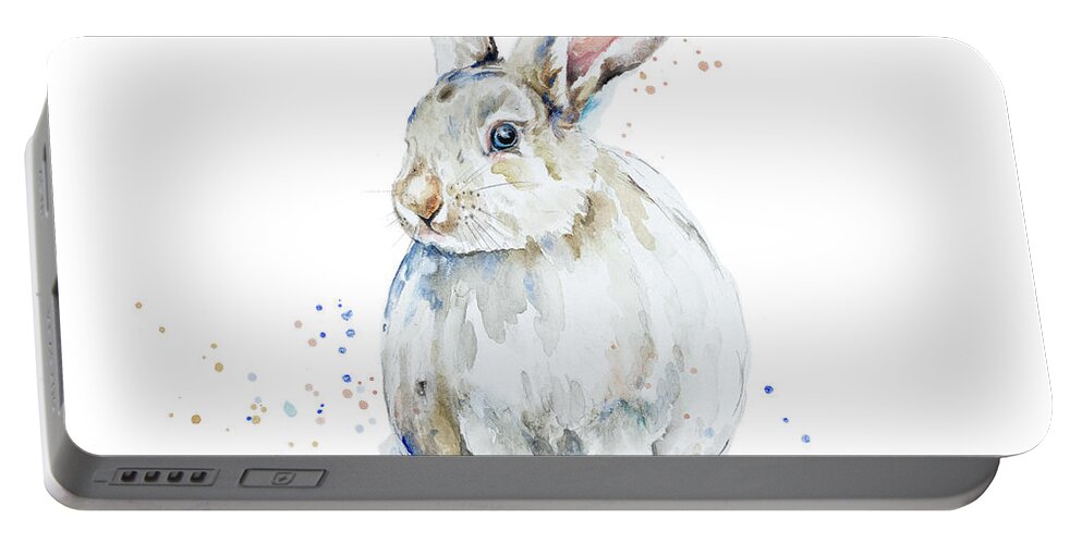 Bunny Portable Battery Charger featuring the mixed media Bunny by Patricia Pinto