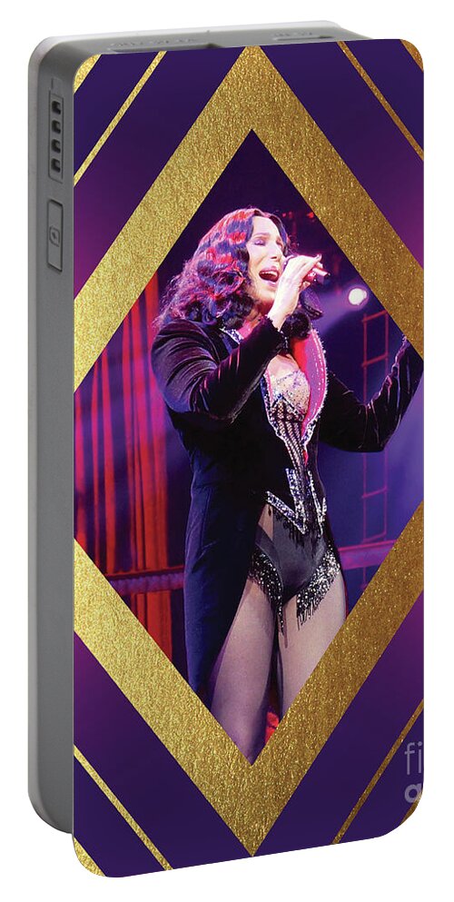 Cher Portable Battery Charger featuring the digital art Burlesque Cher Diamond by Cher Style