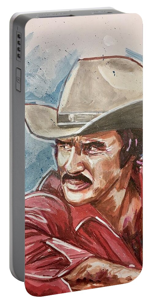 Burt Reynolds Portable Battery Charger featuring the painting Burt Reynolds by Joel Tesch