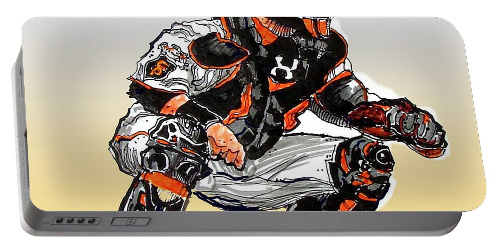 Baseball Portable Battery Charger featuring the painting Buster Posey by Terry Banderas