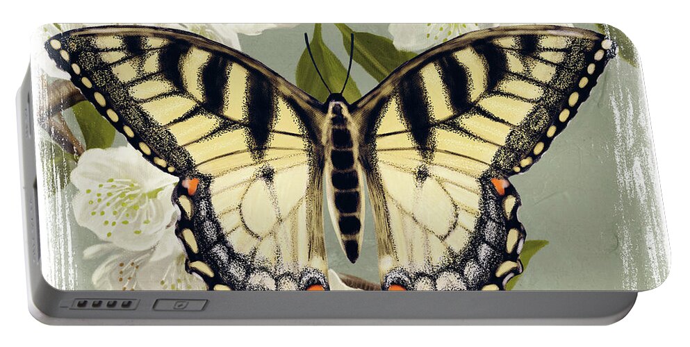 Animals Portable Battery Charger featuring the painting Butterfly Branch II by Victoria Borges