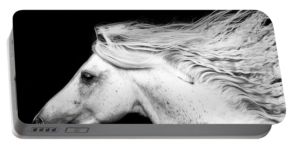 Photography Portable Battery Charger featuring the photograph B&w Horses V by Phburchett