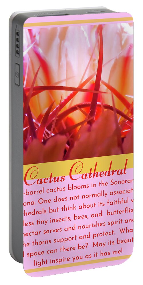 Waywardmuse Portable Battery Charger featuring the photograph CACTUS CATHEDRAL with text by Judy Kennedy