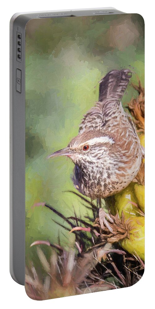 American Southwest Portable Battery Charger featuring the photograph Cactus Wren by James Capo