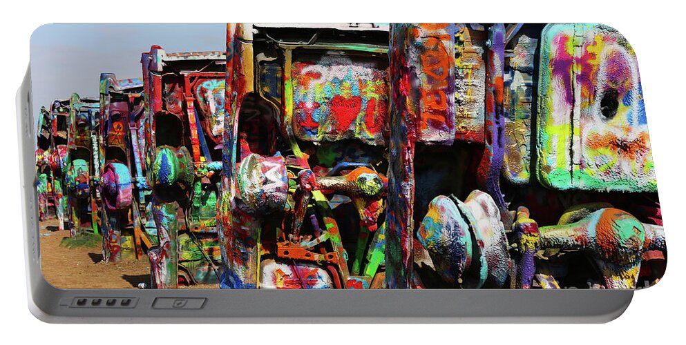Cadillac Ranch Portable Battery Charger featuring the photograph Cadillac Ranch by Terri Brewster