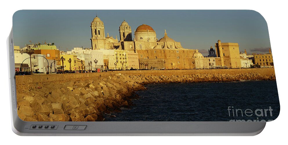 Spain Portable Battery Charger featuring the photograph Cadiz Cathedral from Southern Field Spain by Pablo Avanzini