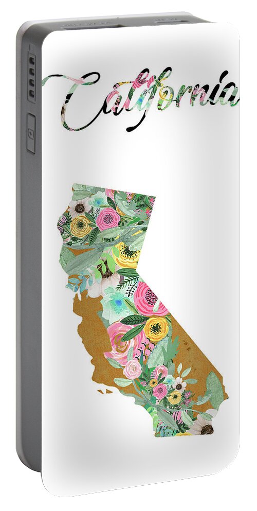 California Collage Portable Battery Charger featuring the mixed media California by Claudia Schoen