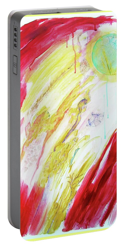 Calling Back Myself Portable Battery Charger featuring the painting Calling Back Myself by Feather Redfox
