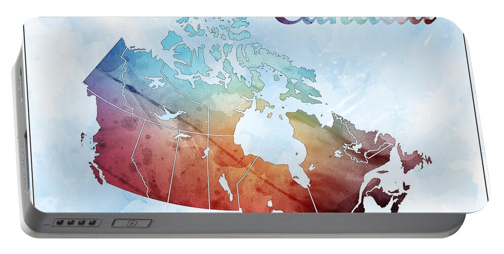 Art & Collectibles Portable Battery Charger featuring the drawing Canada Map Style 5 by Greg Edwards