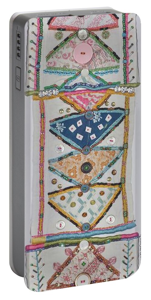  Portable Battery Charger featuring the tapestry - textile Canada Quilt II by Janice A Larson